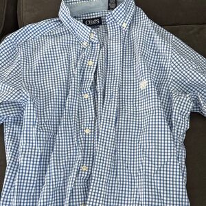 Chaps Men's Blue and White Plaid Shirt